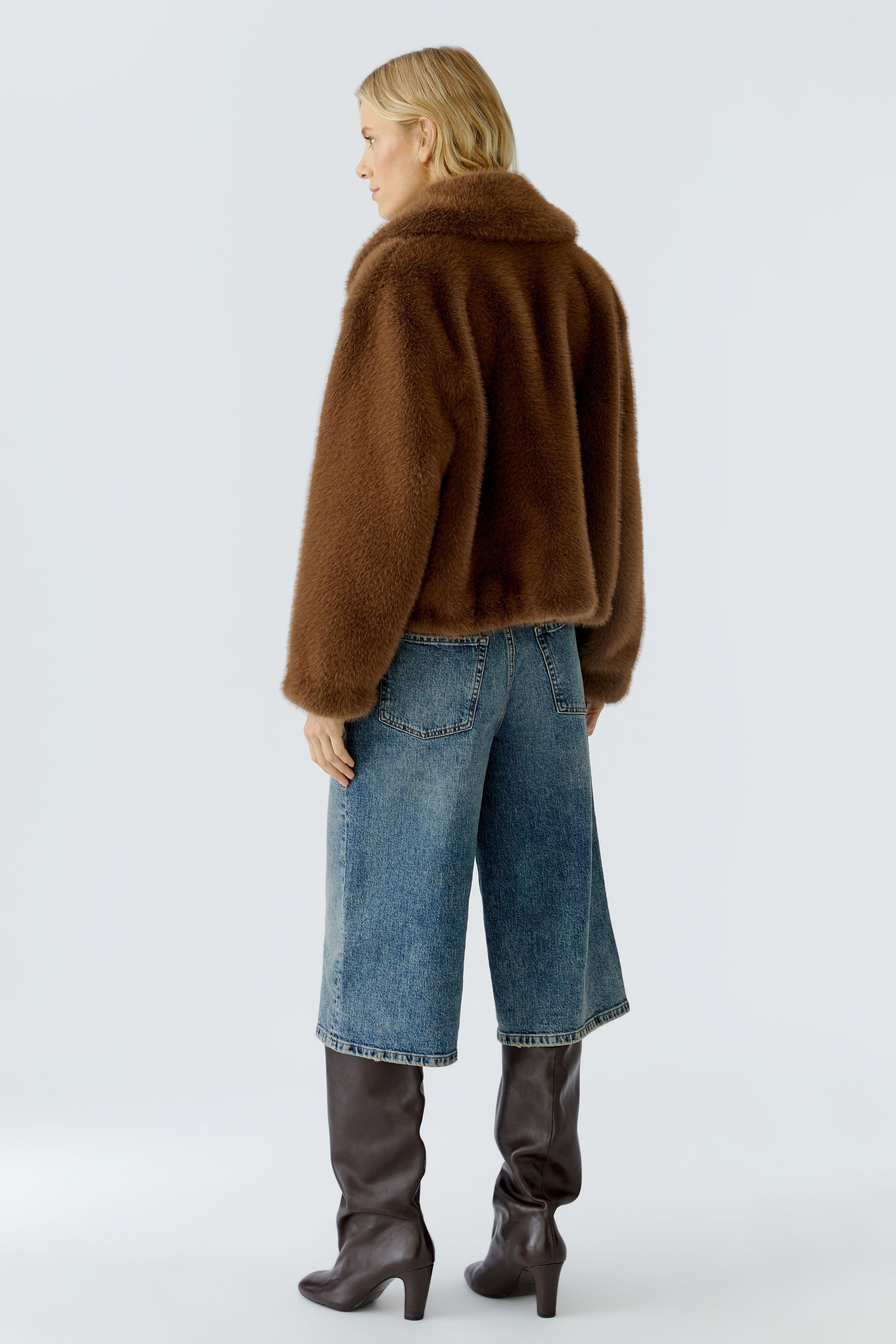 Übergangsjacke aus Fake Fur - 8398-taupe - Braun