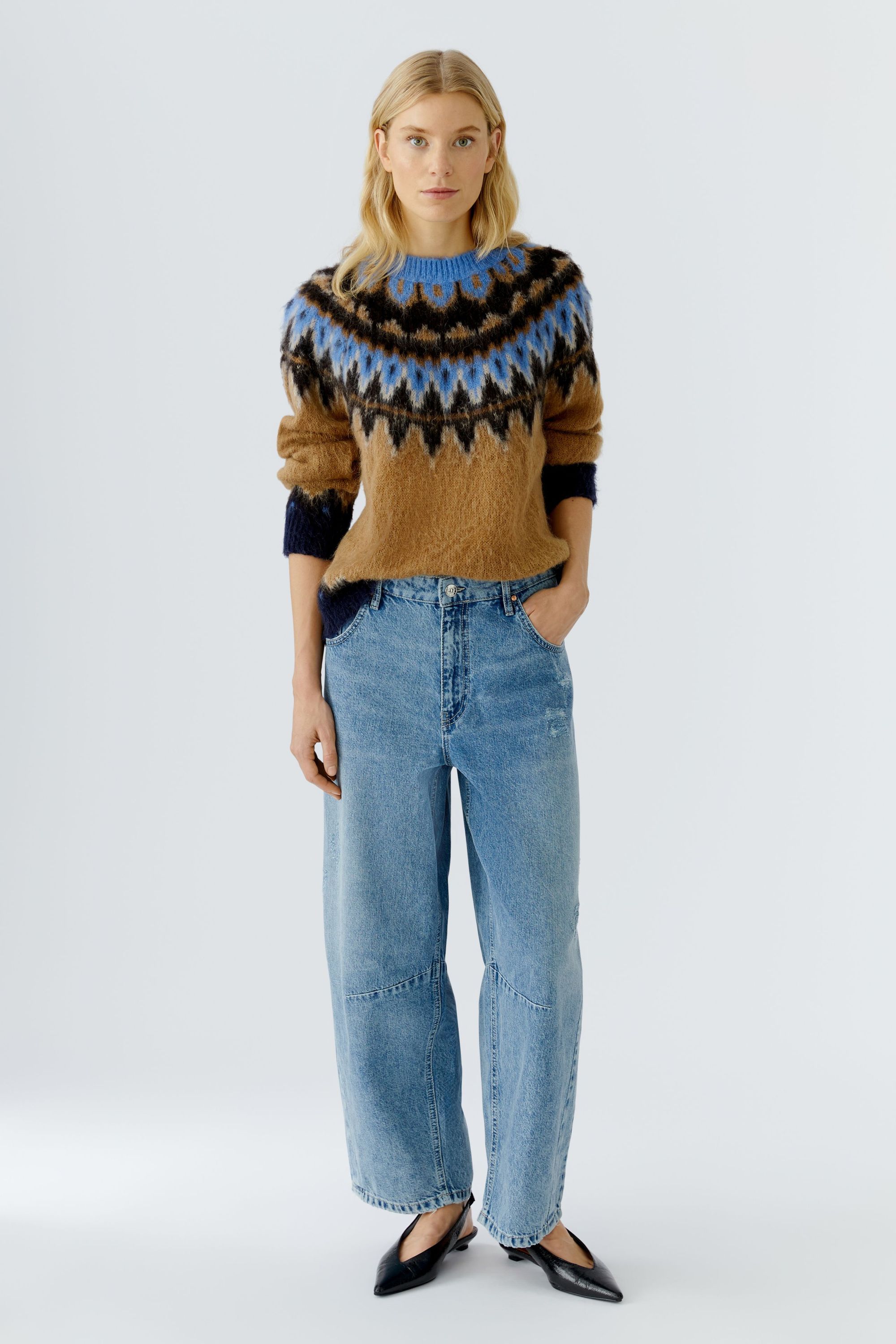 Strickpullover - 0795-dk camel blue - Braun
