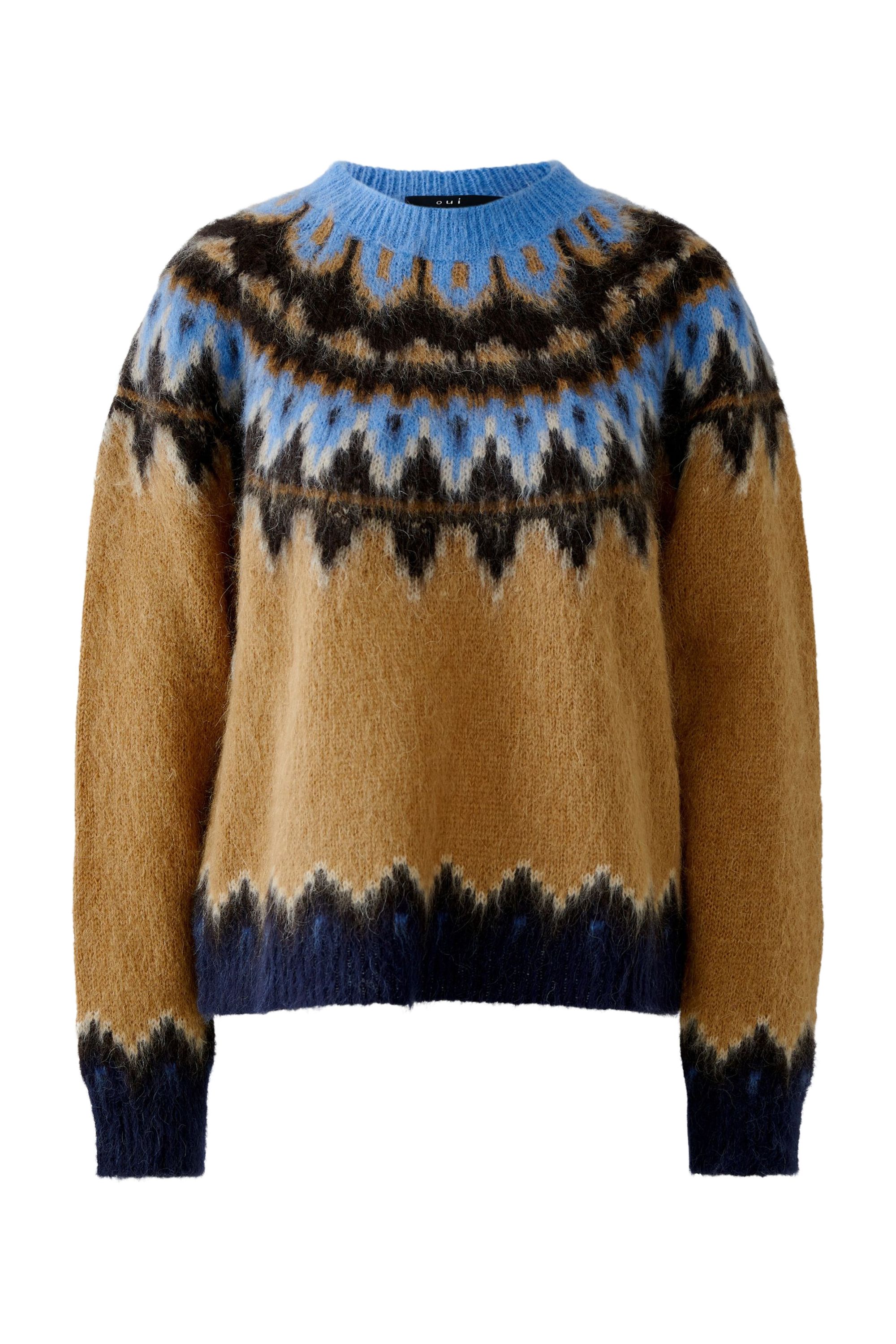 Strickpullover - 0795-dk camel blue - Braun