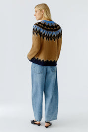 Strickpullover - 0795-dk camel blue - Braun