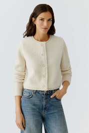 Strickjacke aus Wollmix - 1151-offwhite mel - Creme