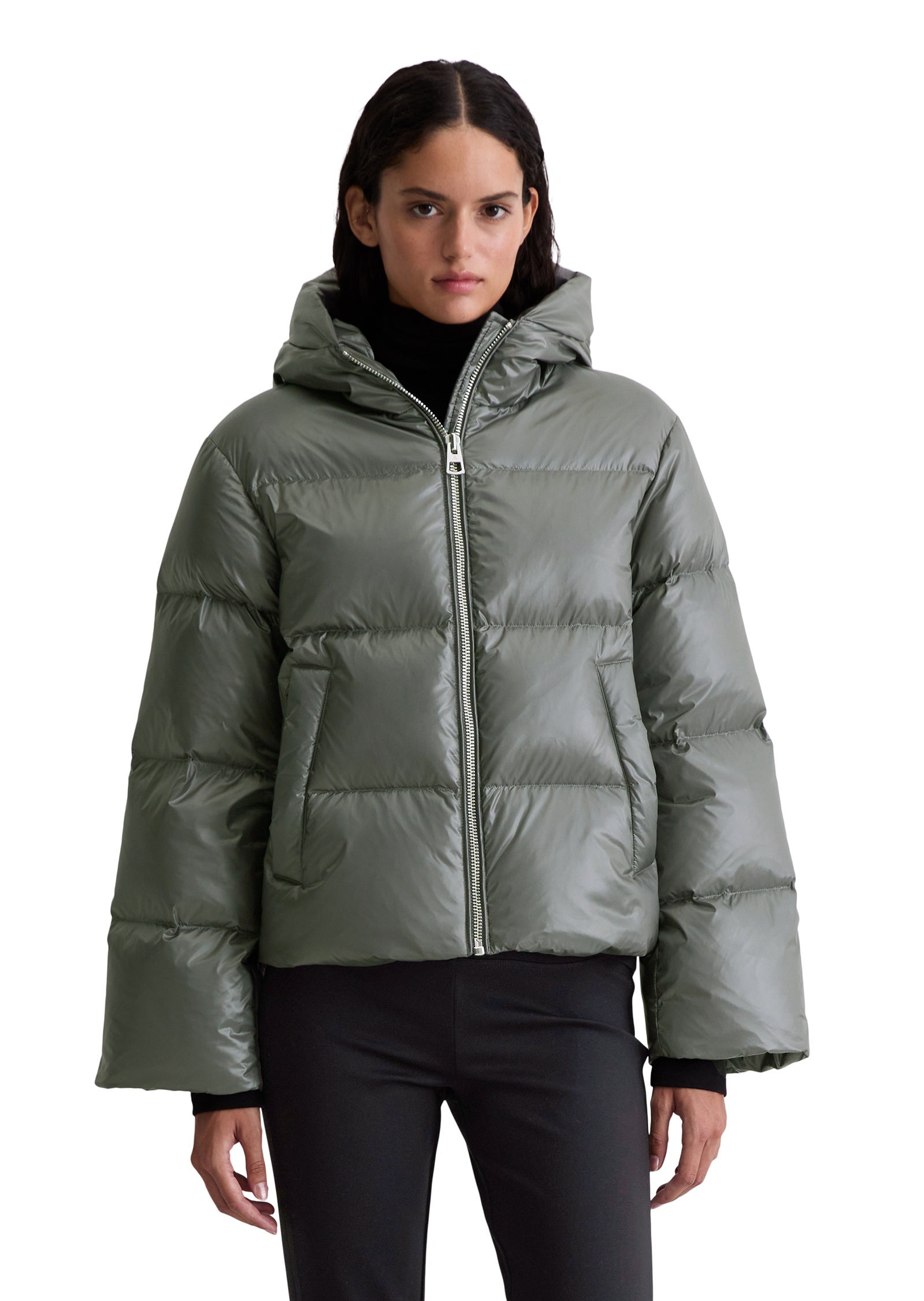 Daunenjacke mit Kapuze - 920-castlerock - Grau