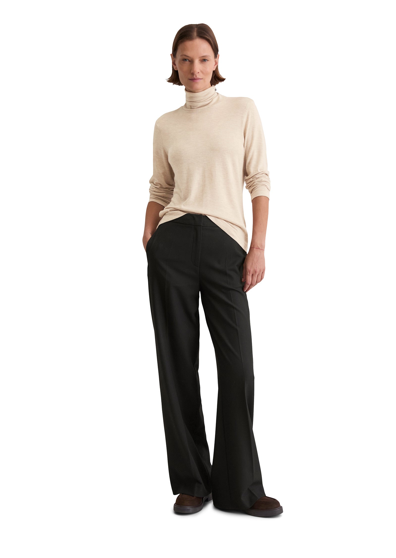Langarmshirt mit Rollkragen - 915-chalky mauve melange - Beige