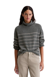 Strickpullover aus Schurwollmix - J41-striped / rocky grey melan - Grau