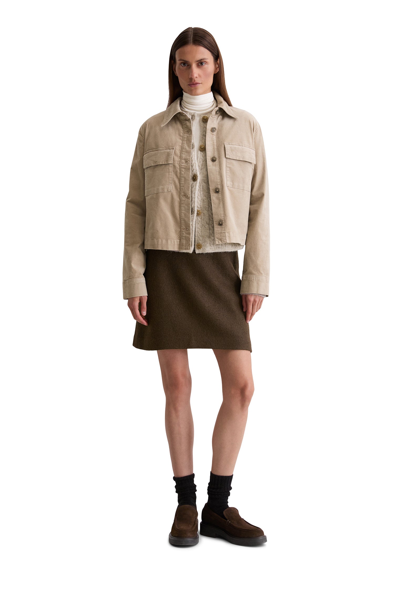 Samt-Overshirt Regular Fit - 911-chalky mauve - Beige