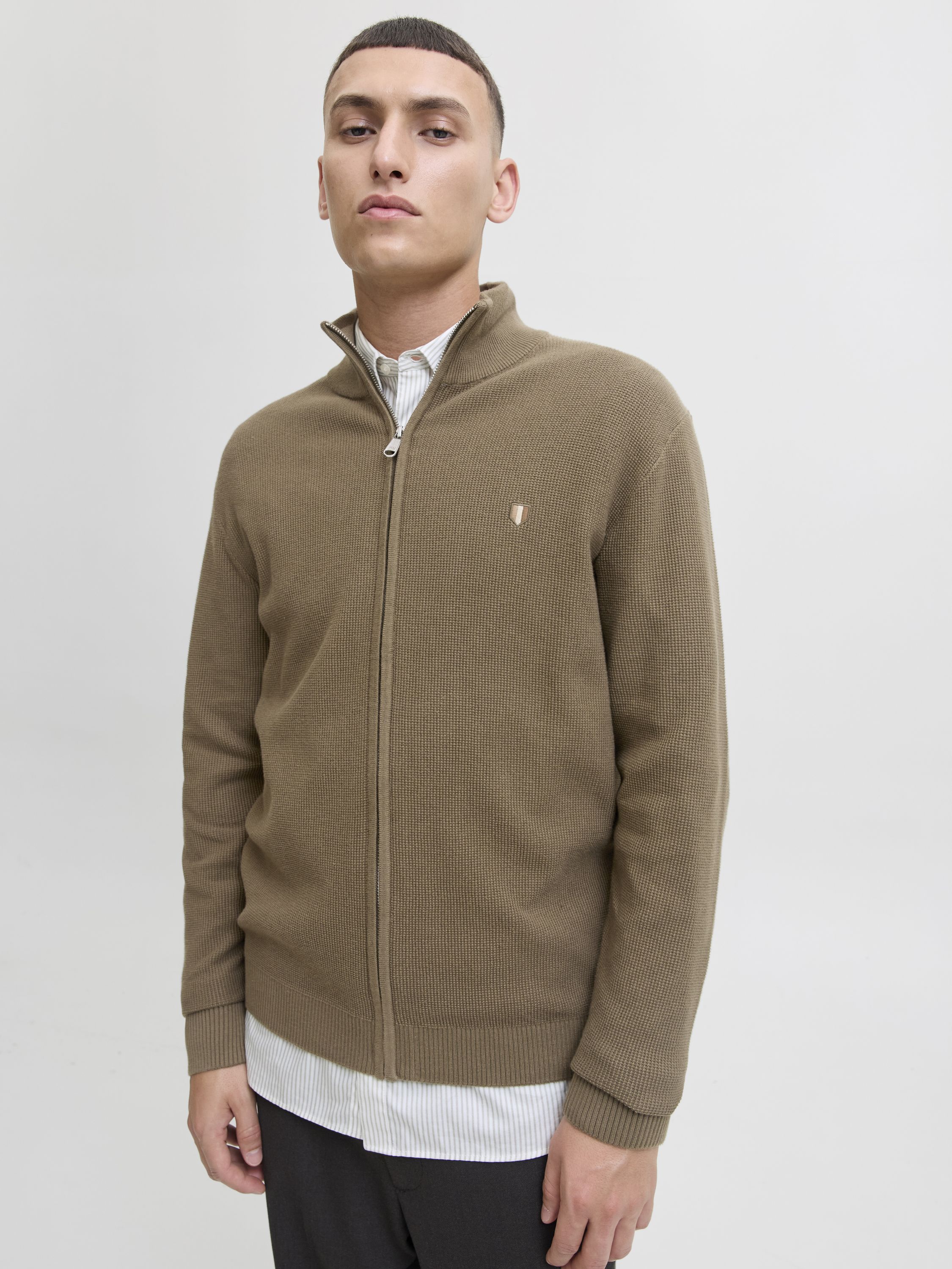 Strickjacke aus Bio-Baumwolle - Stone Gray - Grün