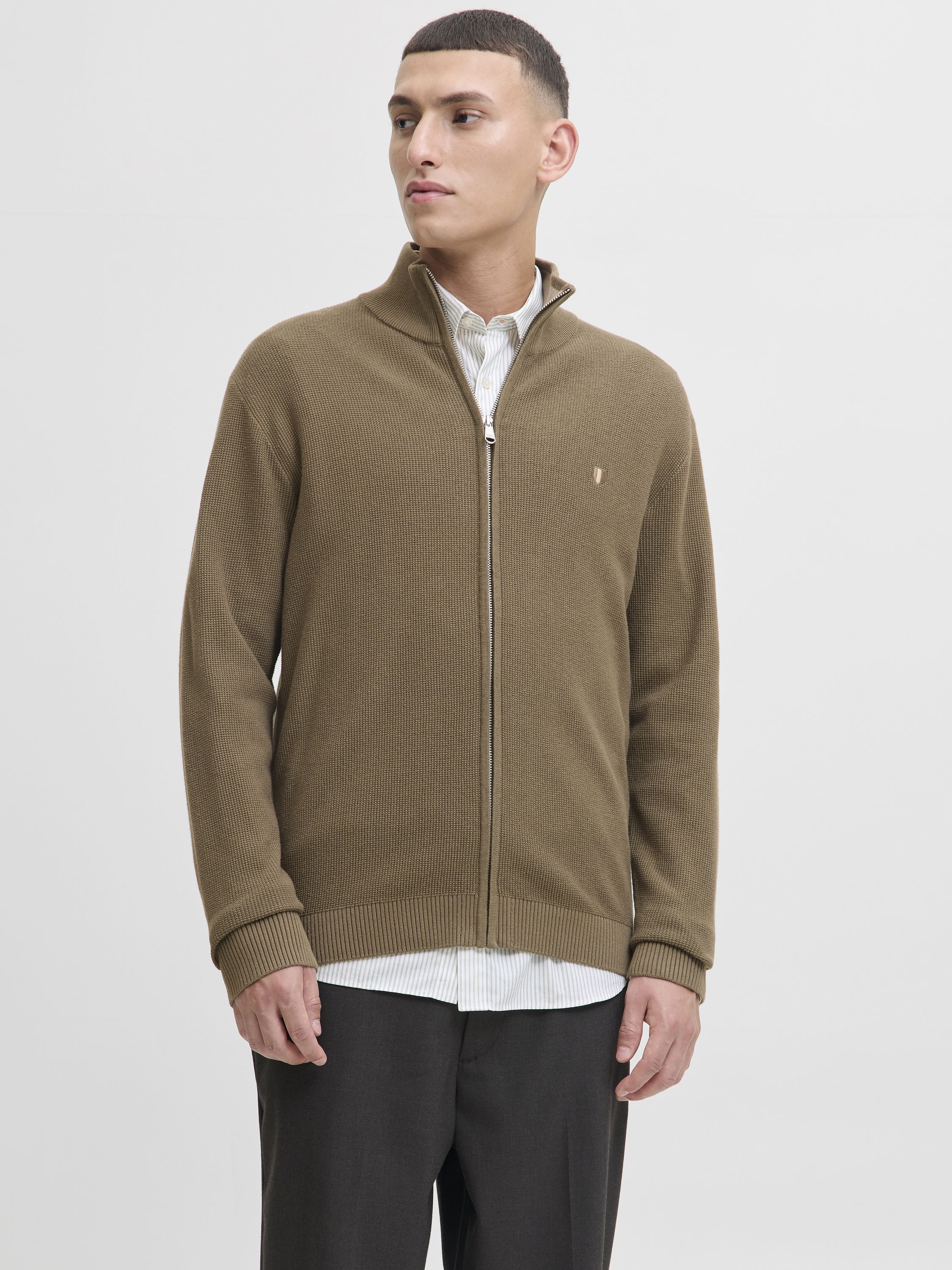 Strickjacke aus Bio-Baumwolle - Stone Gray - Grün