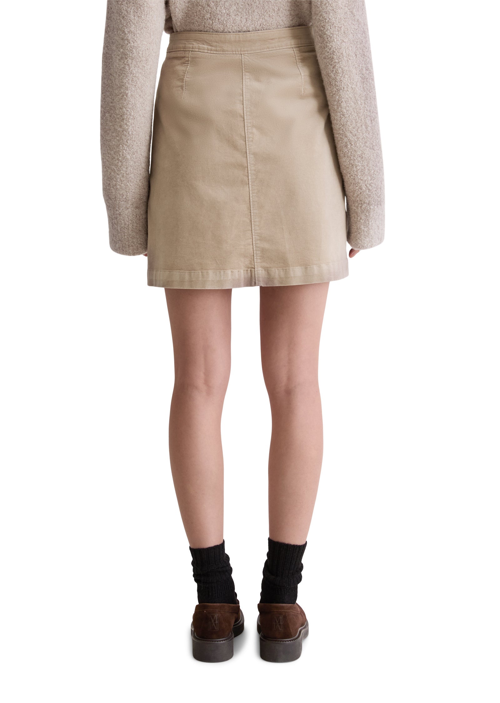 Samtrock Mini aus Baumwollmix - 911-chalky mauve - Beige