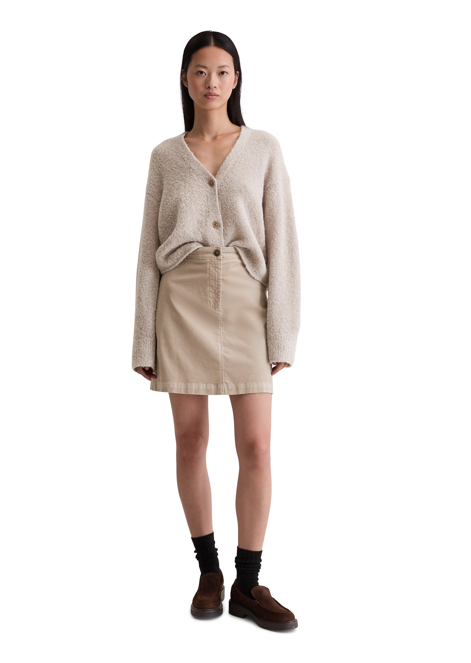 Samtrock Mini aus Baumwollmix - 911-chalky mauve - Beige