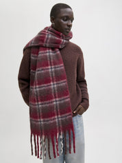 Schal kariert mit Fransen - Tibetan Red/Checks - Rot