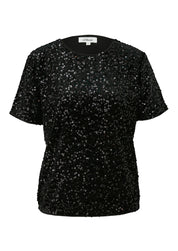 T-Shirt mit Pailletten - 9999-GREY/BLACK - Schwarz