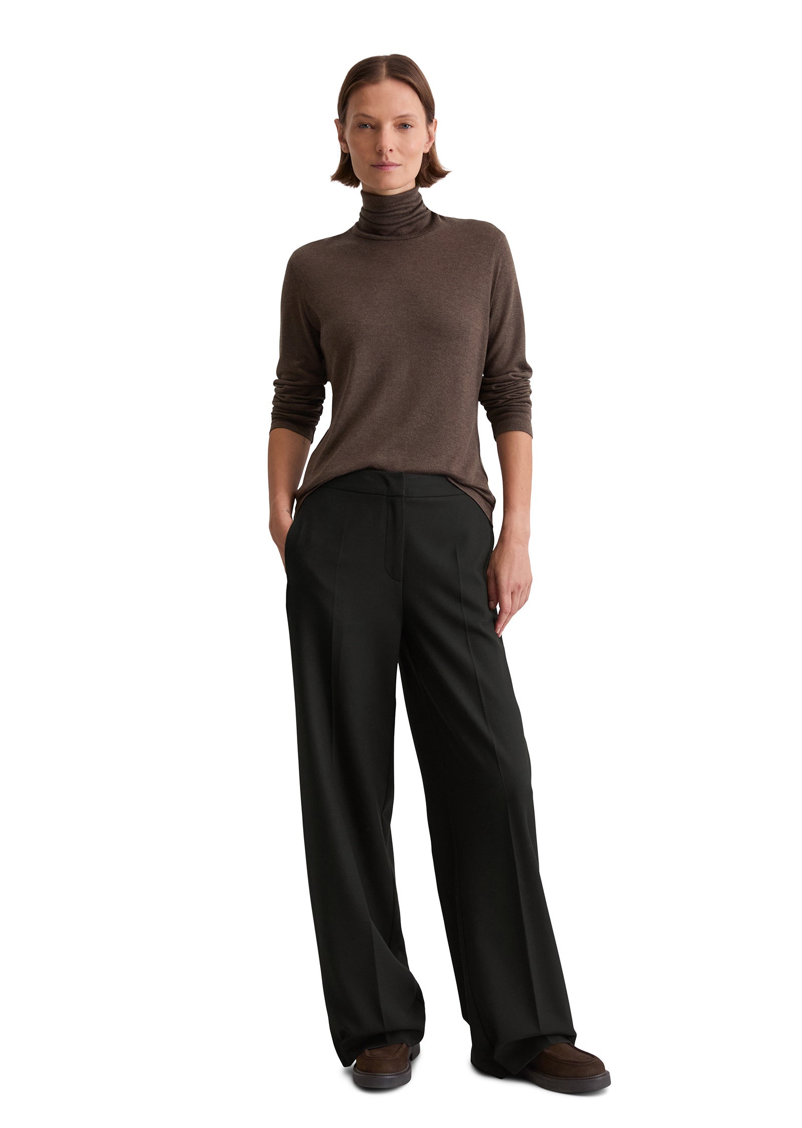 Langarmshirt mit Rollkragen - 785-shaded brown melange - Braun