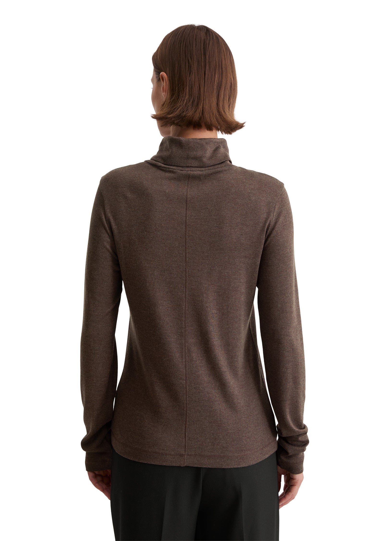 Langarmshirt mit Rollkragen - 785-shaded brown melange - Braun