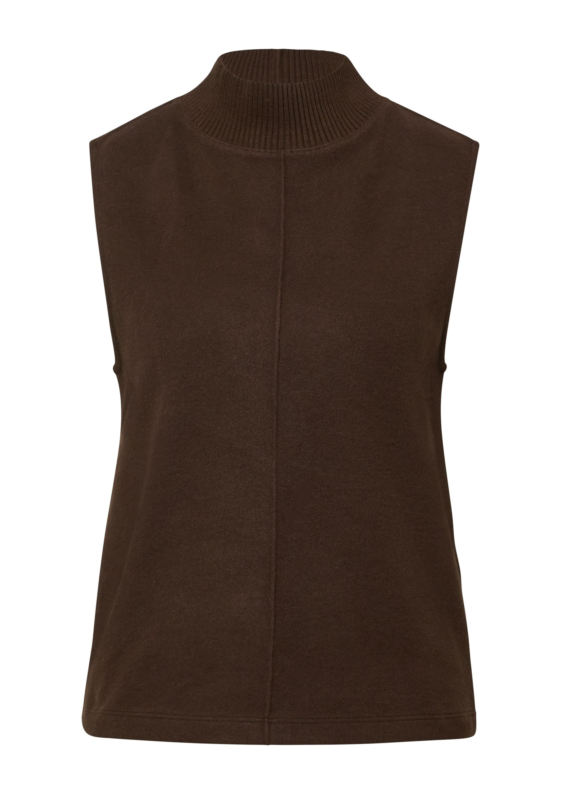 Sweatshirt mit geripptem Stehkragen - 8945-BROWN - Braun