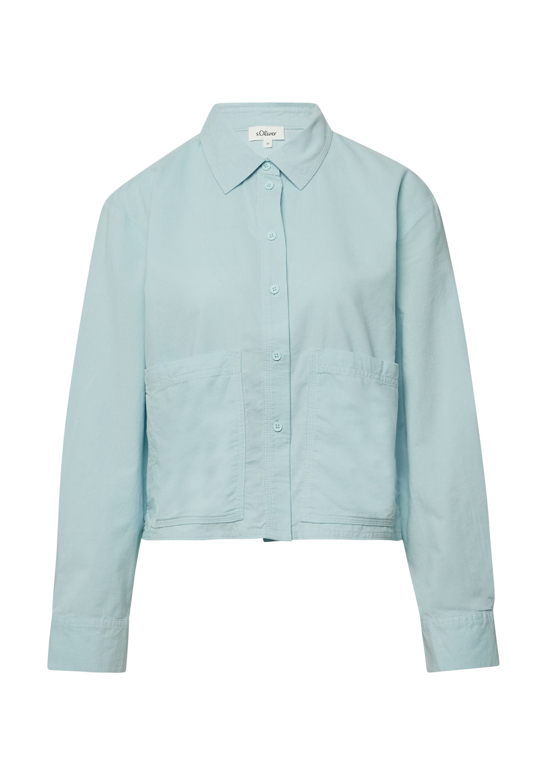 Cordbluse aus Baumwollmix - 6439-BLUE GREEN - Blau