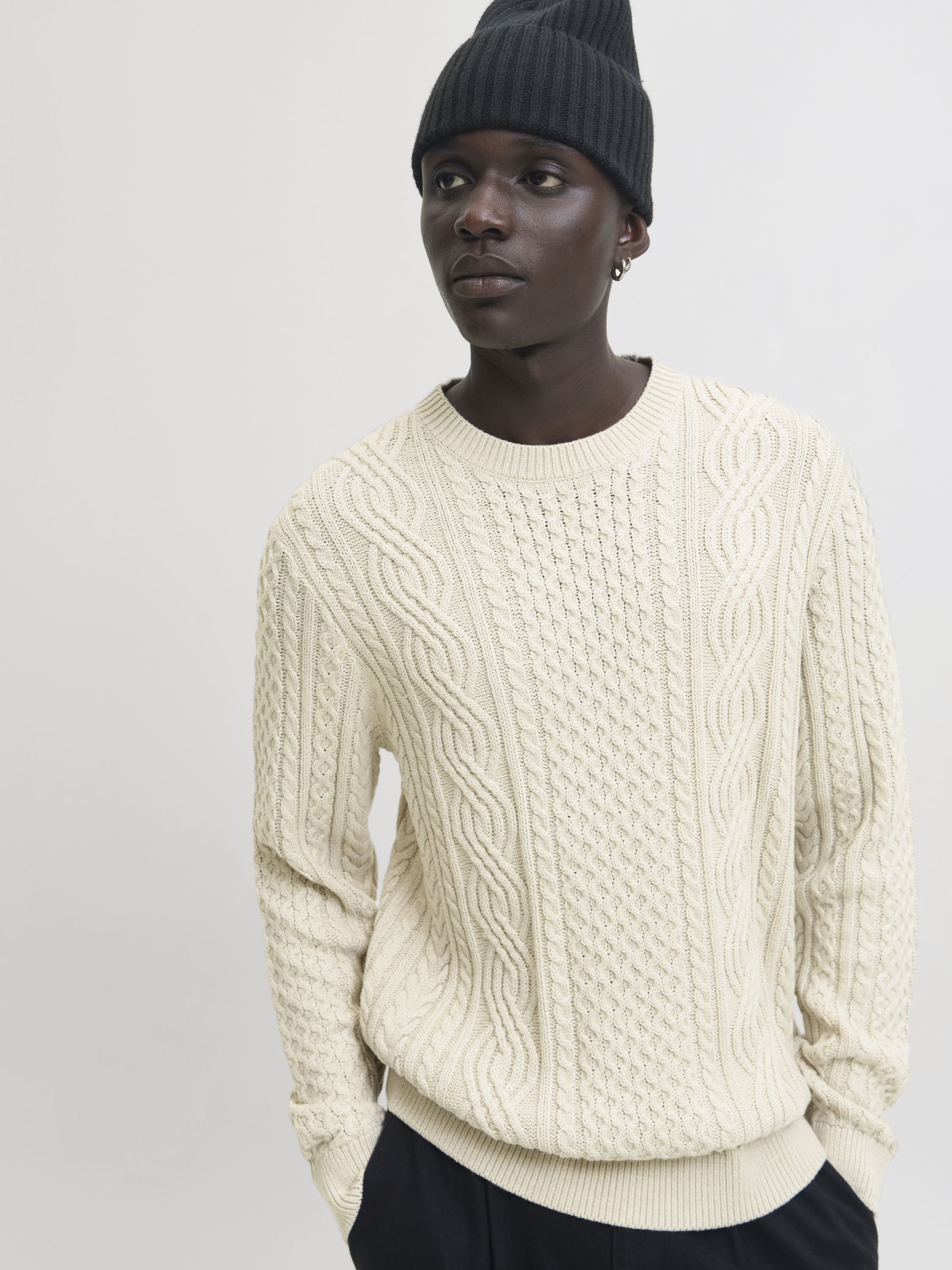 Strickpullover aus Baumwollmix - Silver Lining/Melange - Creme