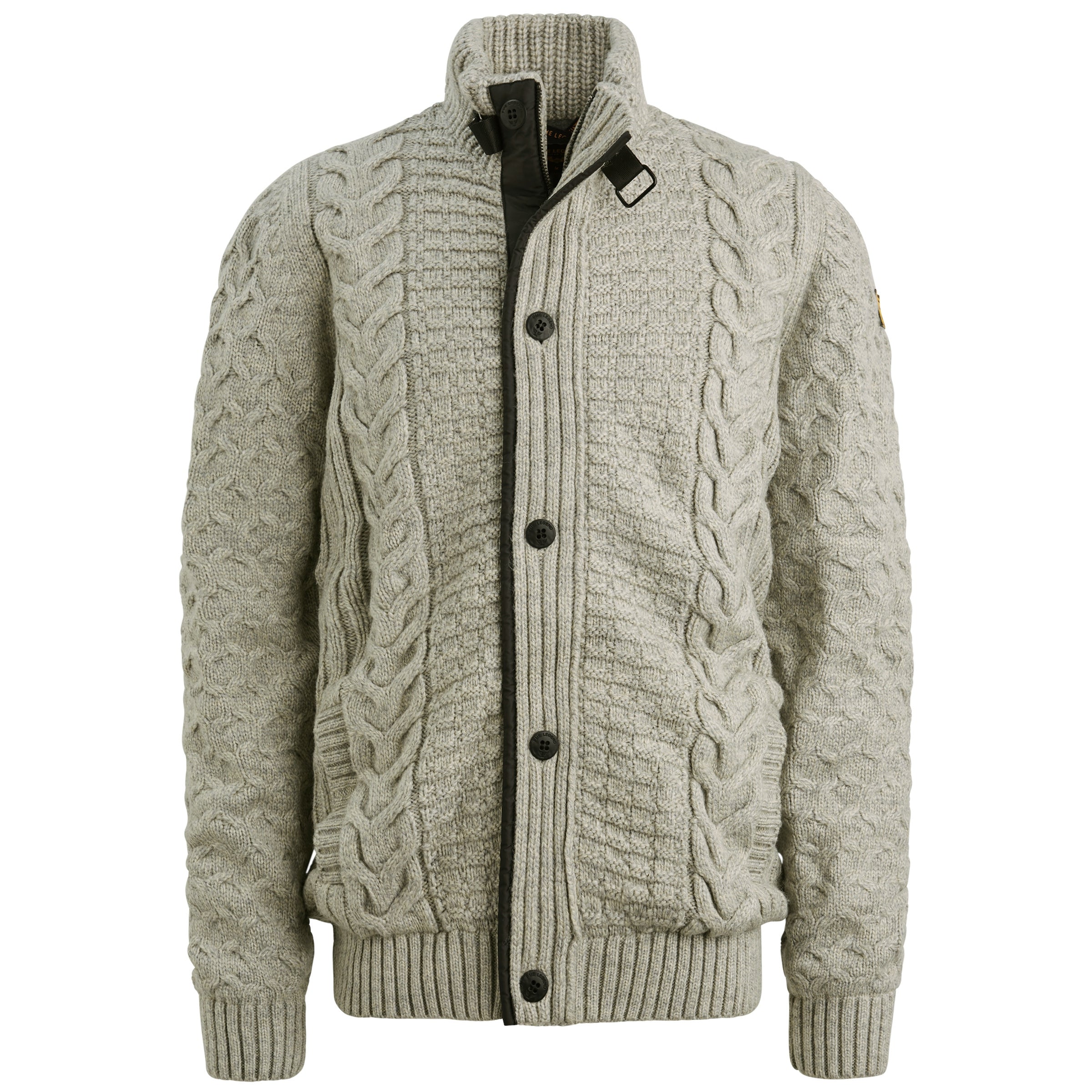 Strickjacke mit Stehkragen - 921-Light Grey Melee - Grau