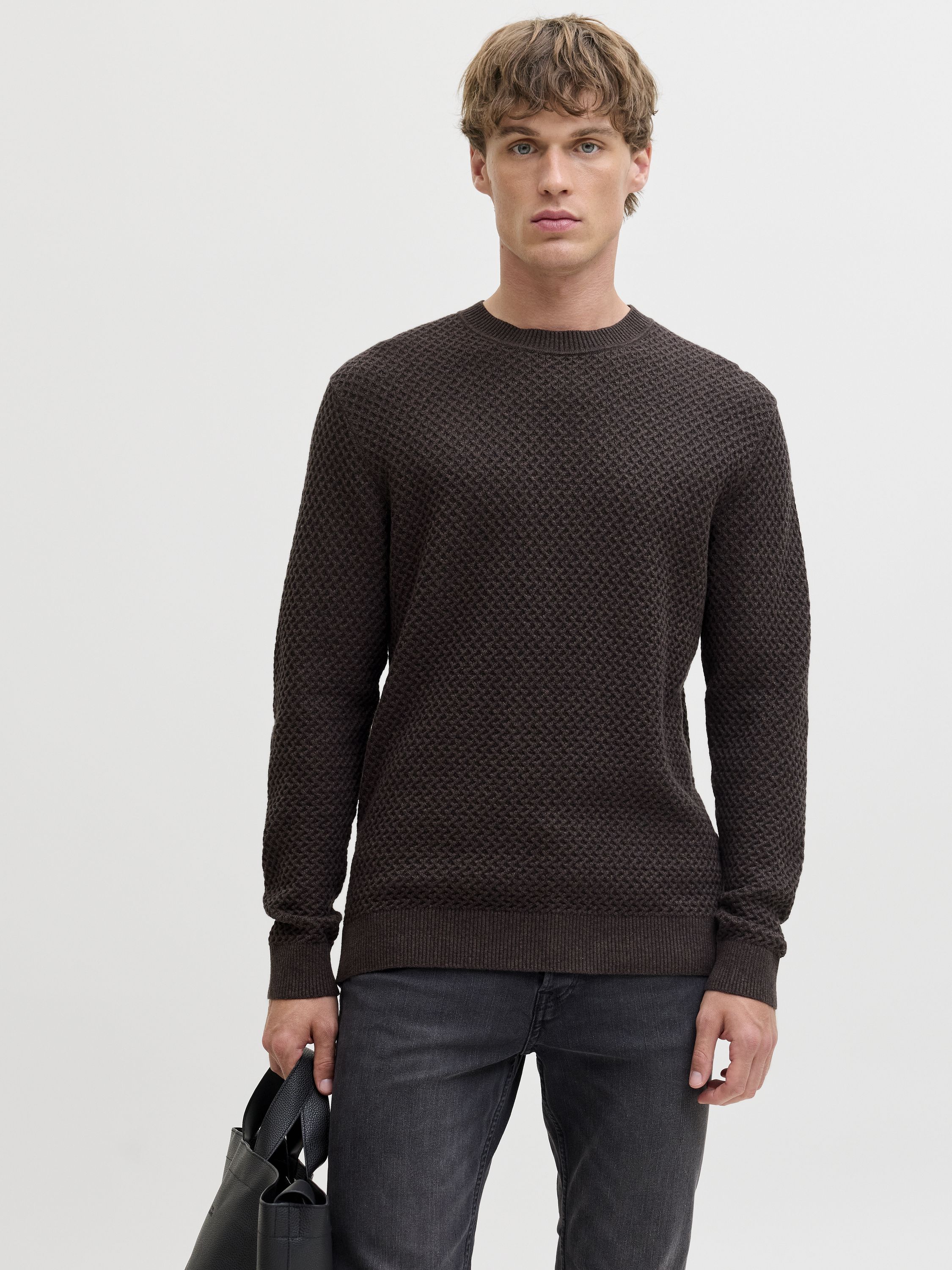 Strickpullover aus Baumwolle - Chocolate Brown/Twist - Braun