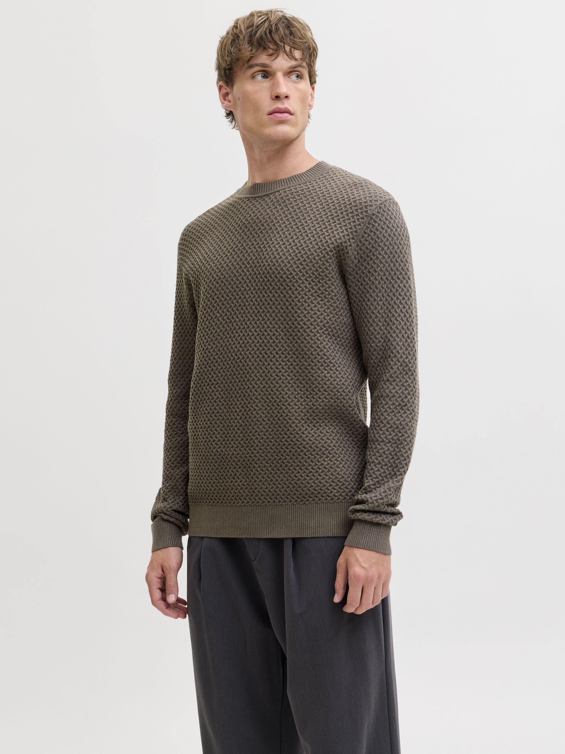 Strickpullover aus Baumwolle - Crocodile/Twist - Khaki