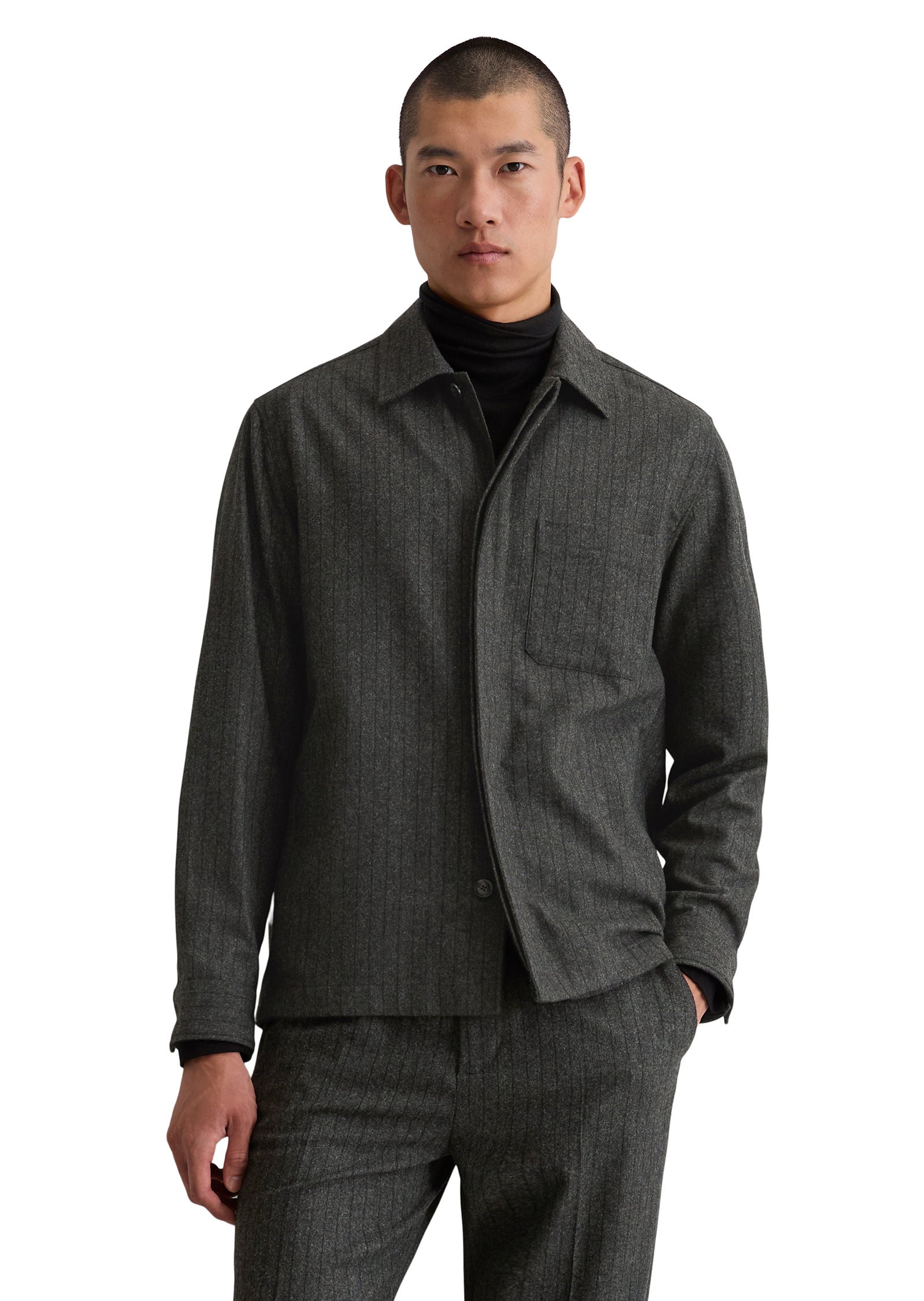 Overshirt aus Wollmix Relaxed Fit - J94-multi/ dark grey melange - Grau