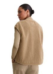 Teddyweste mit Bündchenkragen - 750-dusty earth - Braun