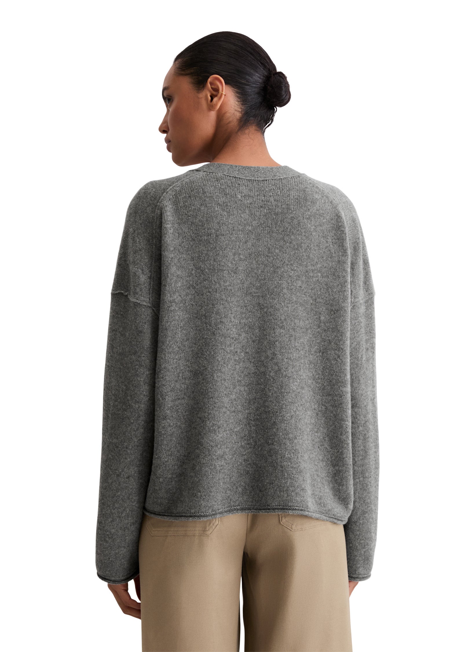 Strickcardigan aus Schurwolle - 930-warm granite melange - Grau