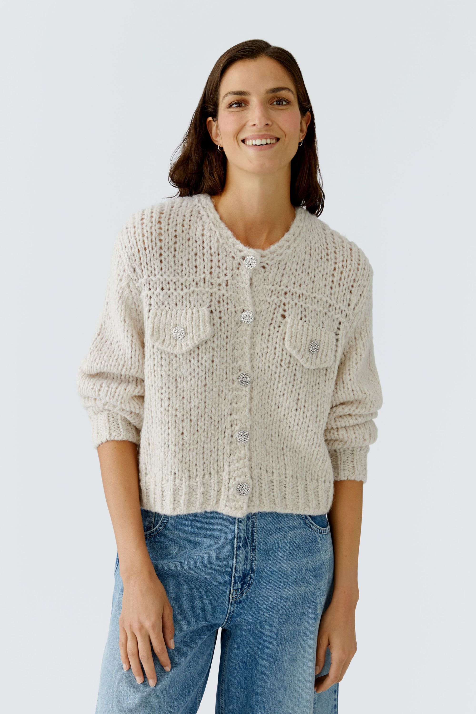 Strickjacke aus Wollmix - 7065-light beige mel - Beige