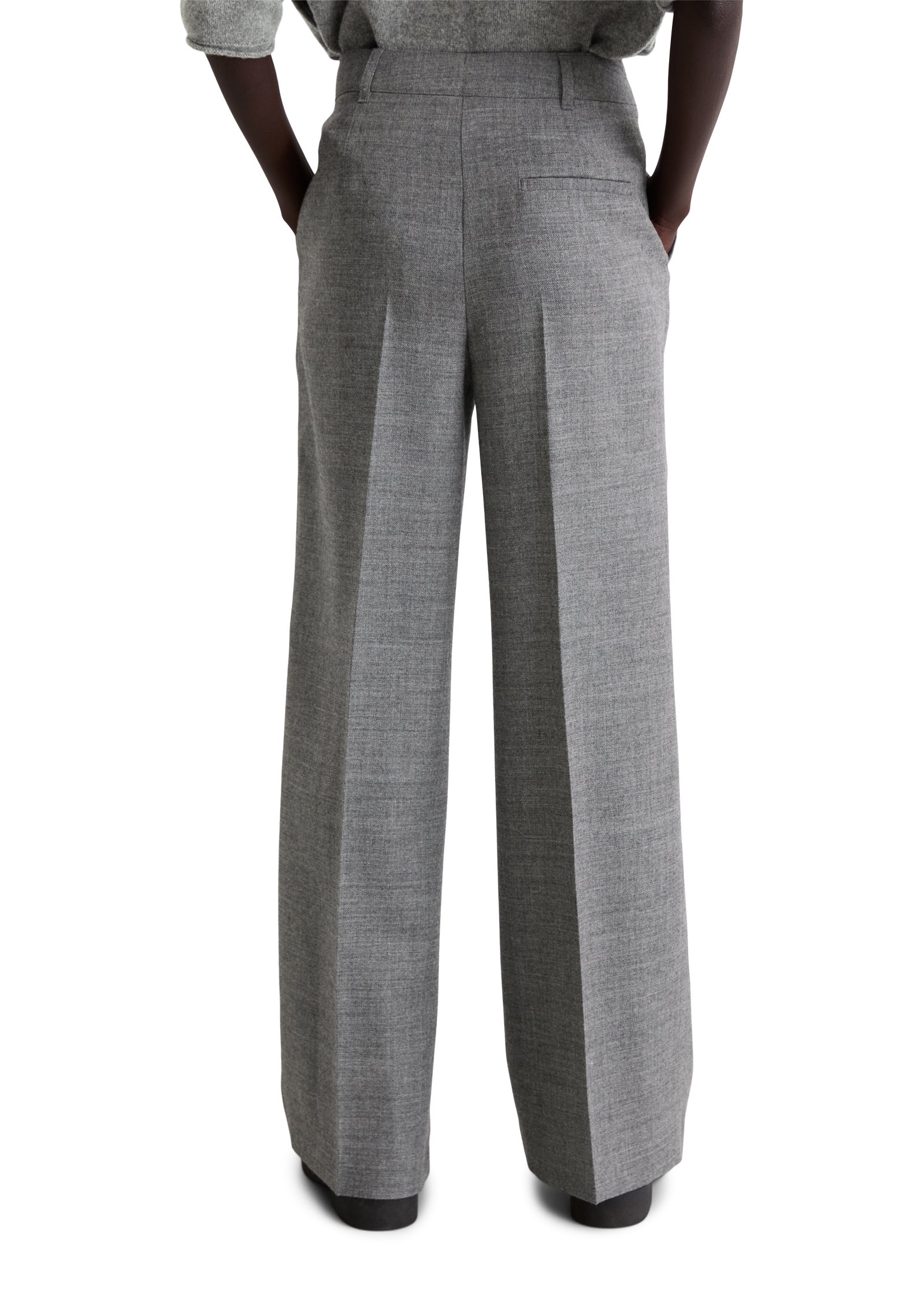 Anzugshose Wide Leg - 930-warm granite melange - Grau