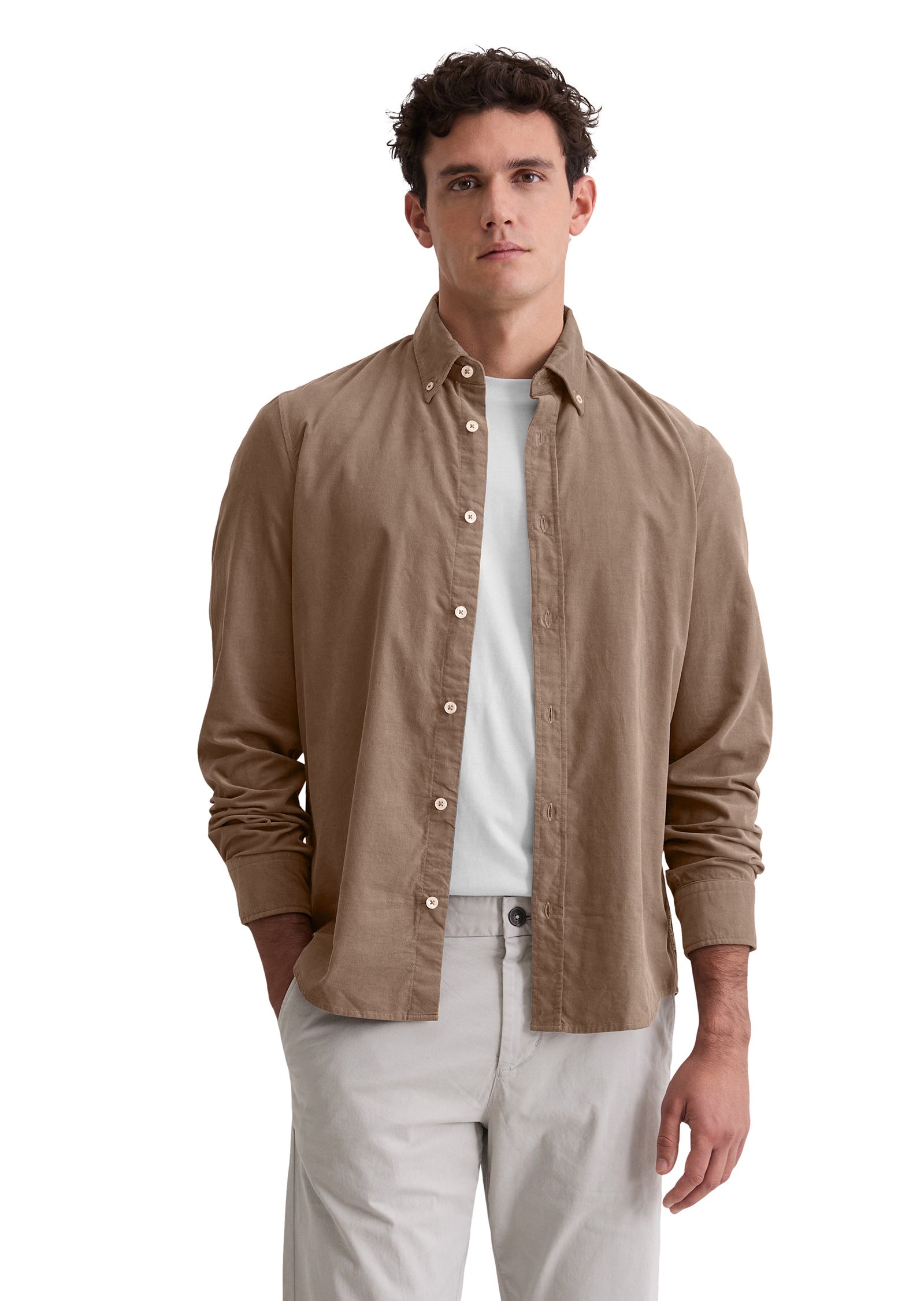 Cordhemd Shaped Fit - 729-pavestone - Braun