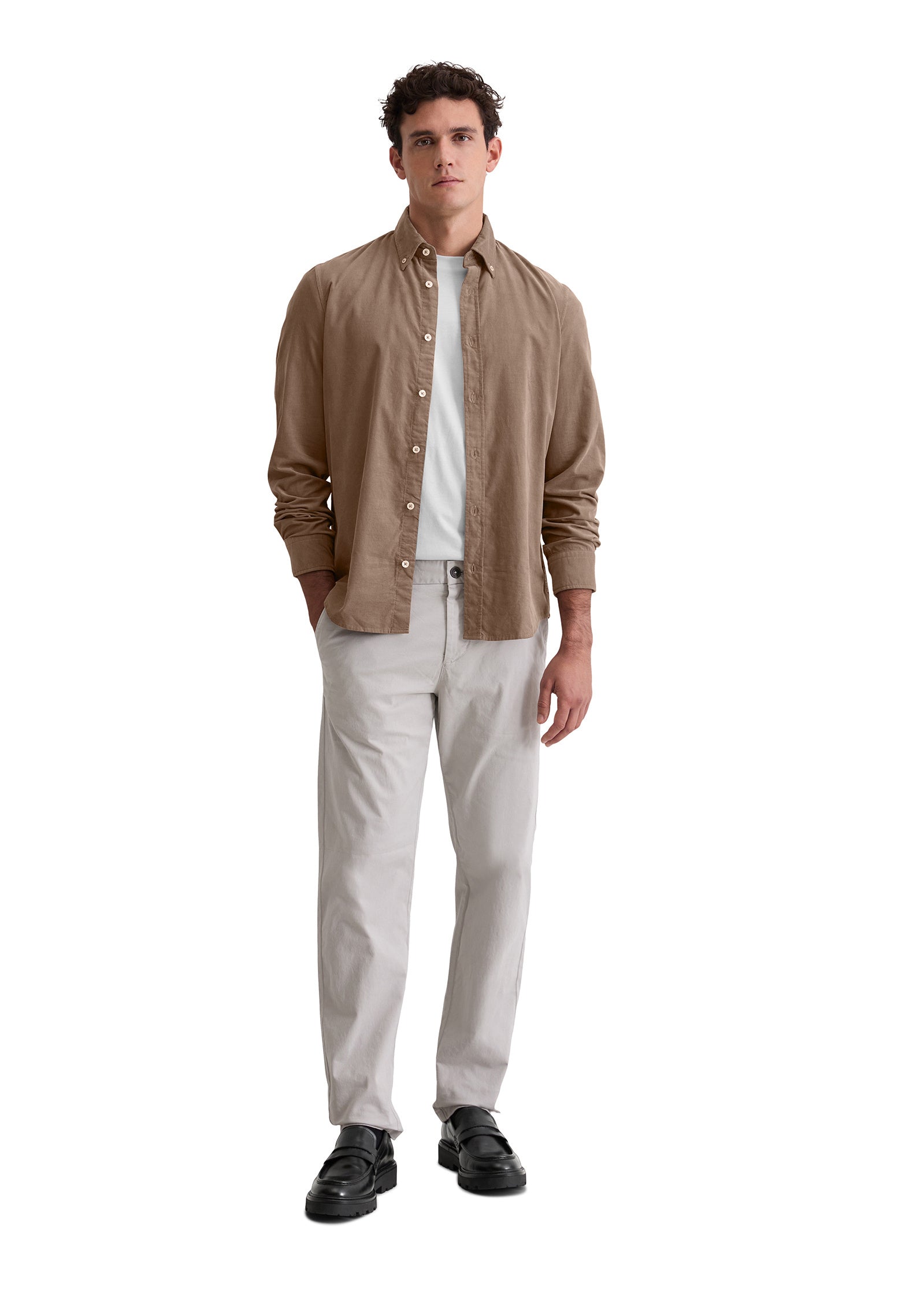 Cordhemd Shaped Fit - 729-pavestone - Braun