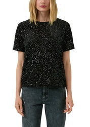 T-Shirt mit Pailletten - 9999-GREY/BLACK - Schwarz