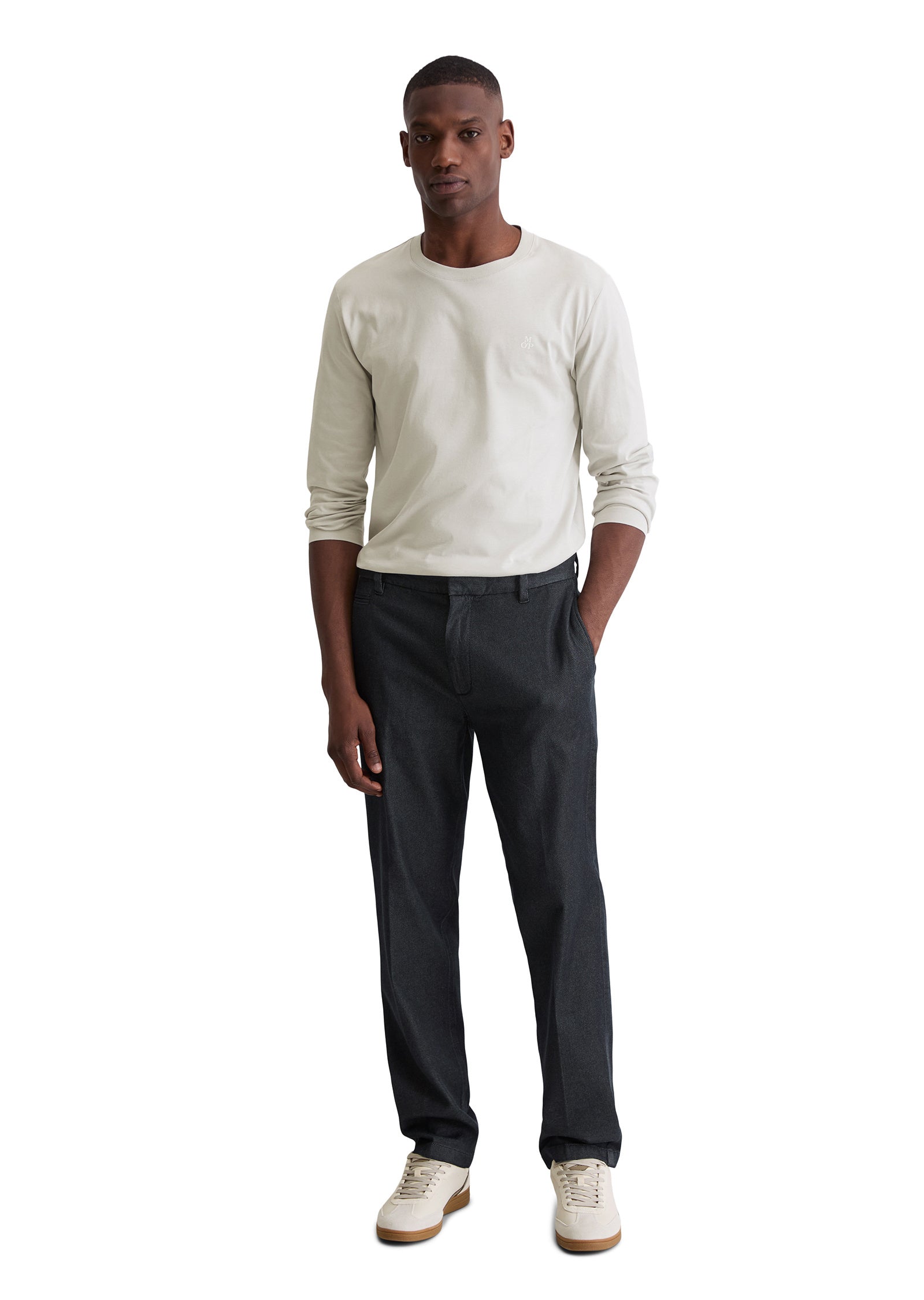 Langarmshirt aus Baumwolle - 910-concrete clay - Grau