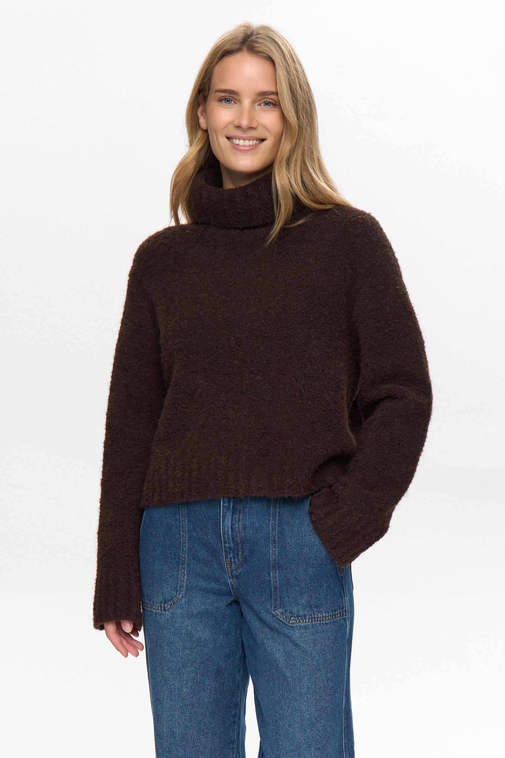 Strickpullover mit Rollkragen - 5698 - Braun