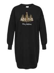 Sweatshirtkleid Midi aus Baumwollmix - Black/GOLD CHRISTMAS TREE - Schwarz