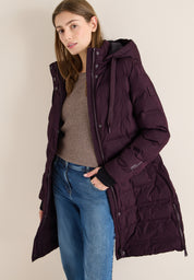 Steppmantel mit Kapuze - 16544 dark plum - Rot