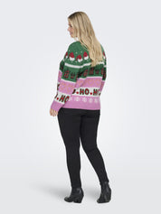 Strickpullover CARHOHO X-MAS - Fuchsia Pink/W. Green Jacket/C - Rosa