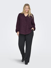 Bluse mit V-Ausschnitt - Winetasting/SILVER FOIL DETAIL - Violett