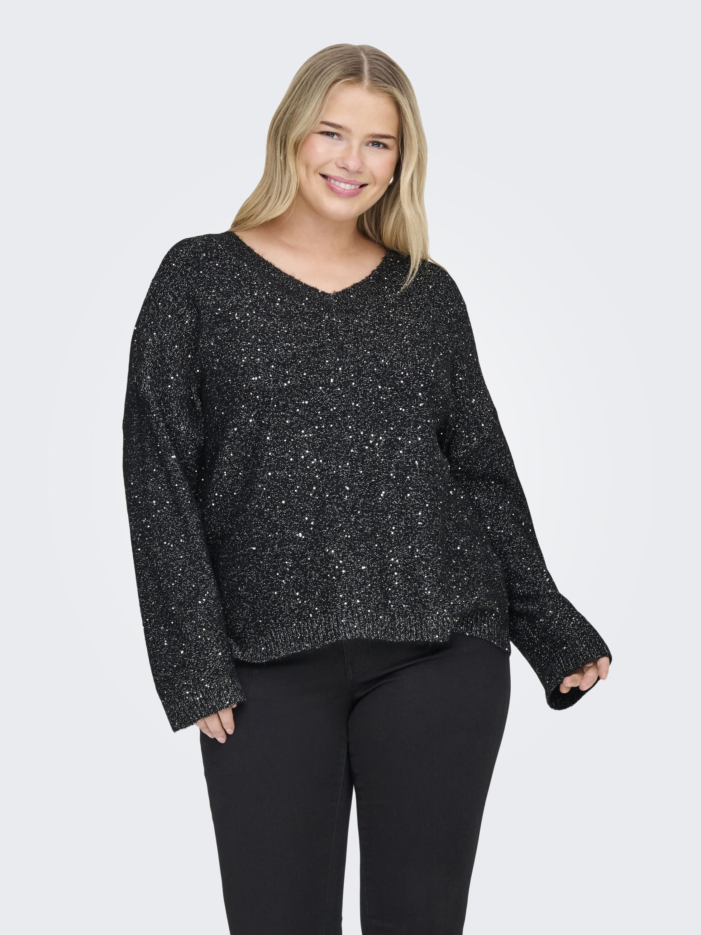 Strickpullover ARIZONA glitzernd - Black/Silver Sequins - Schwarz