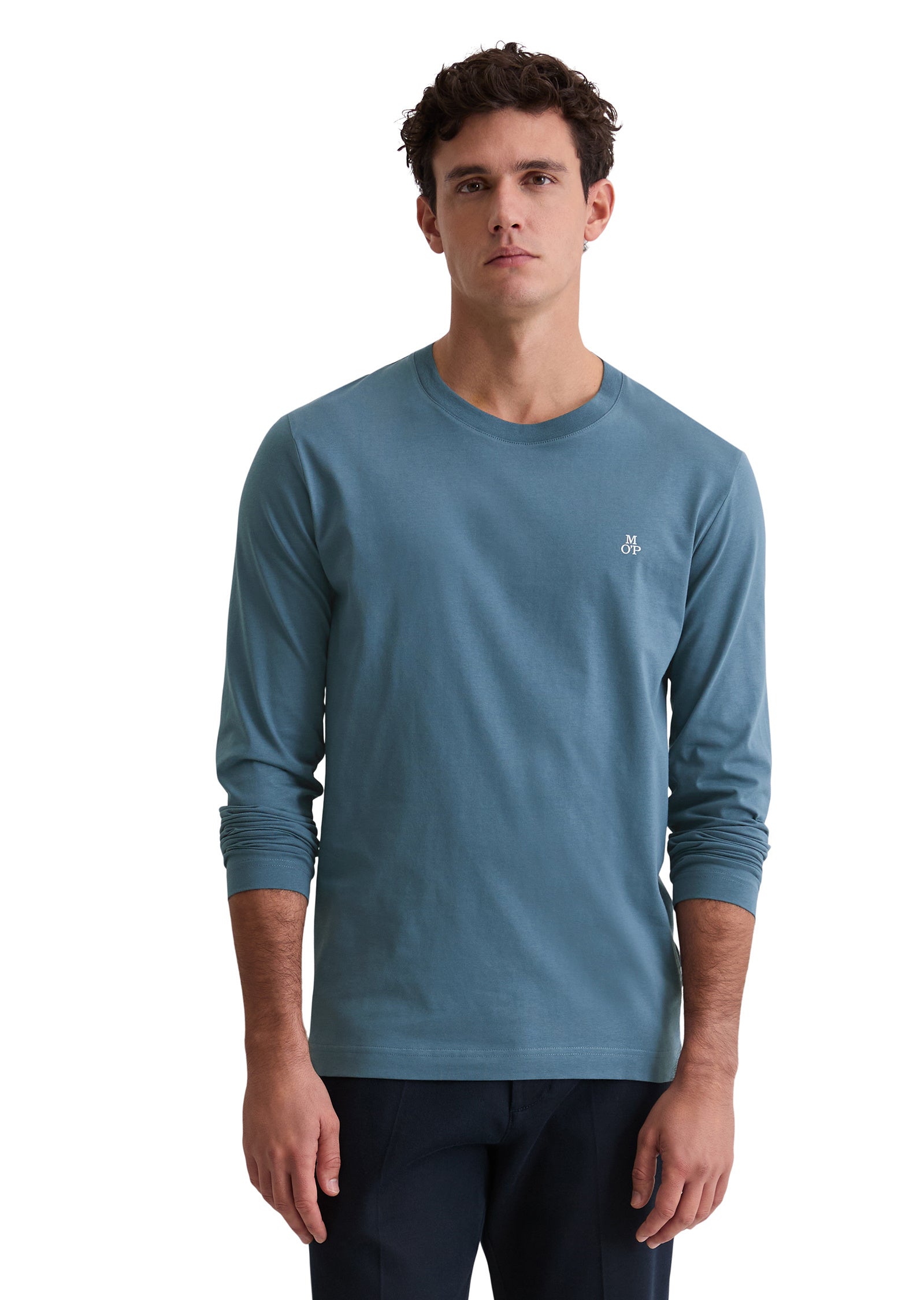 Langarmshirt aus Baumwolle - 870-storm - Blau