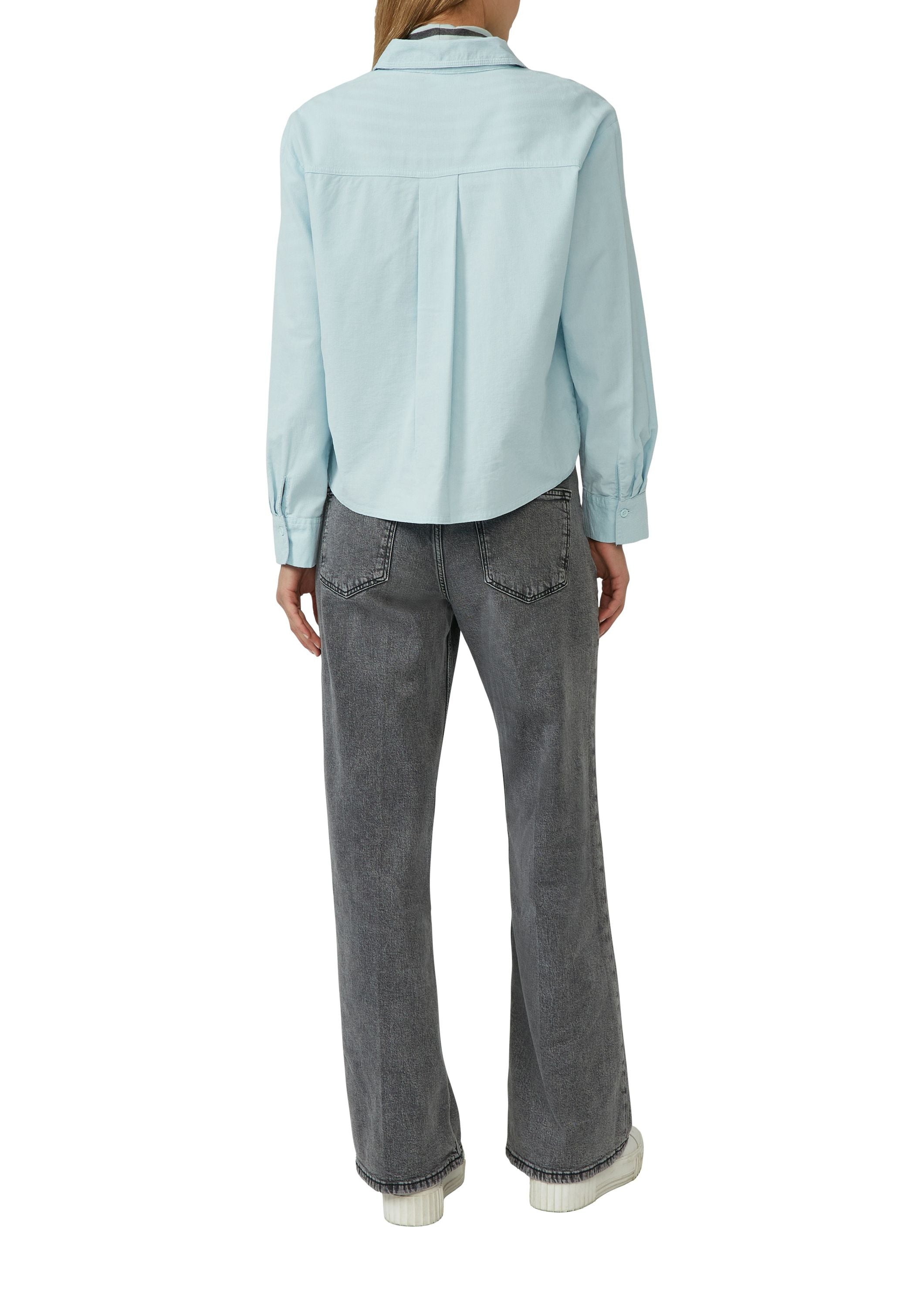 Cordbluse aus Baumwollmix - 6439-BLUE GREEN - Blau