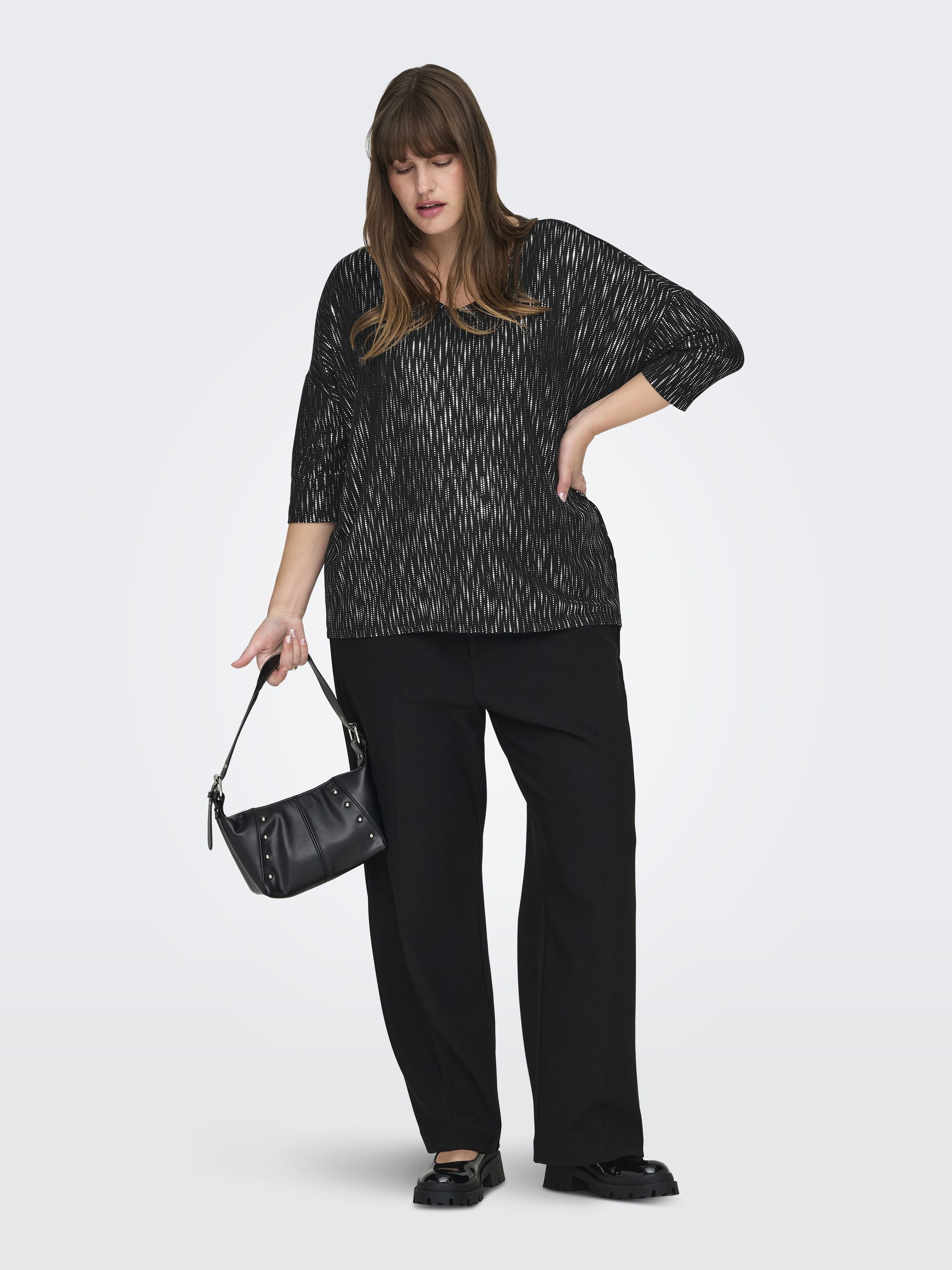 Langarmshirt FOILA - Black/SILVER FOIL - Schwarz