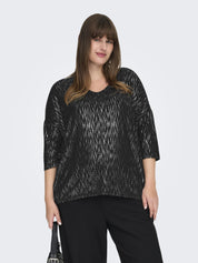 Langarmshirt FOILA - Black/SILVER FOIL - Schwarz