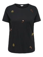 T-Shirt CARXMAS aus Baumwolle - Black/CHRISTMAS SEQUINS MIX - Schwarz
