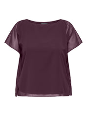 Chiffon-T-Shirt mit Rundhalsausschnitt - Winetasting - Rot