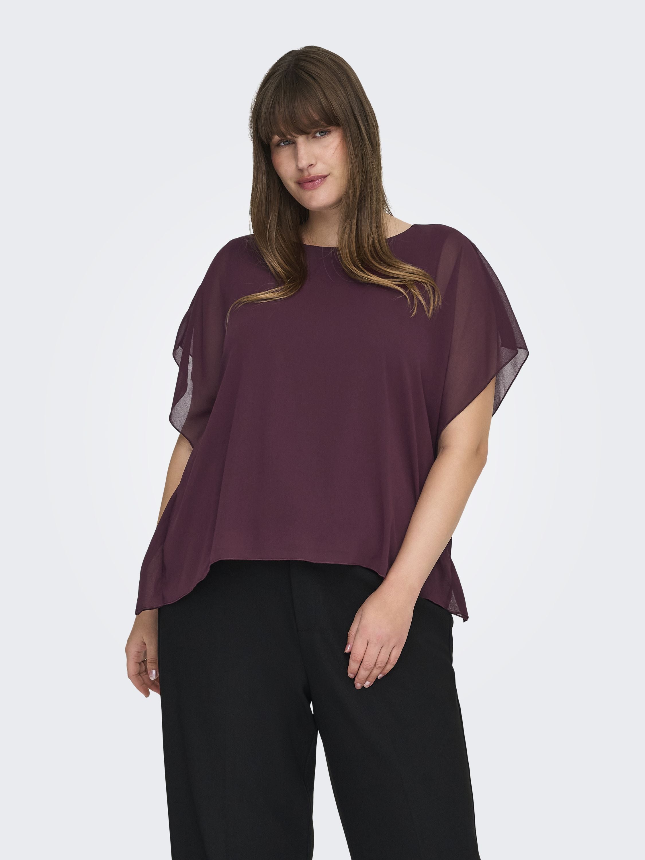 Chiffon-T-Shirt mit Rundhalsausschnitt - Winetasting - Rot
