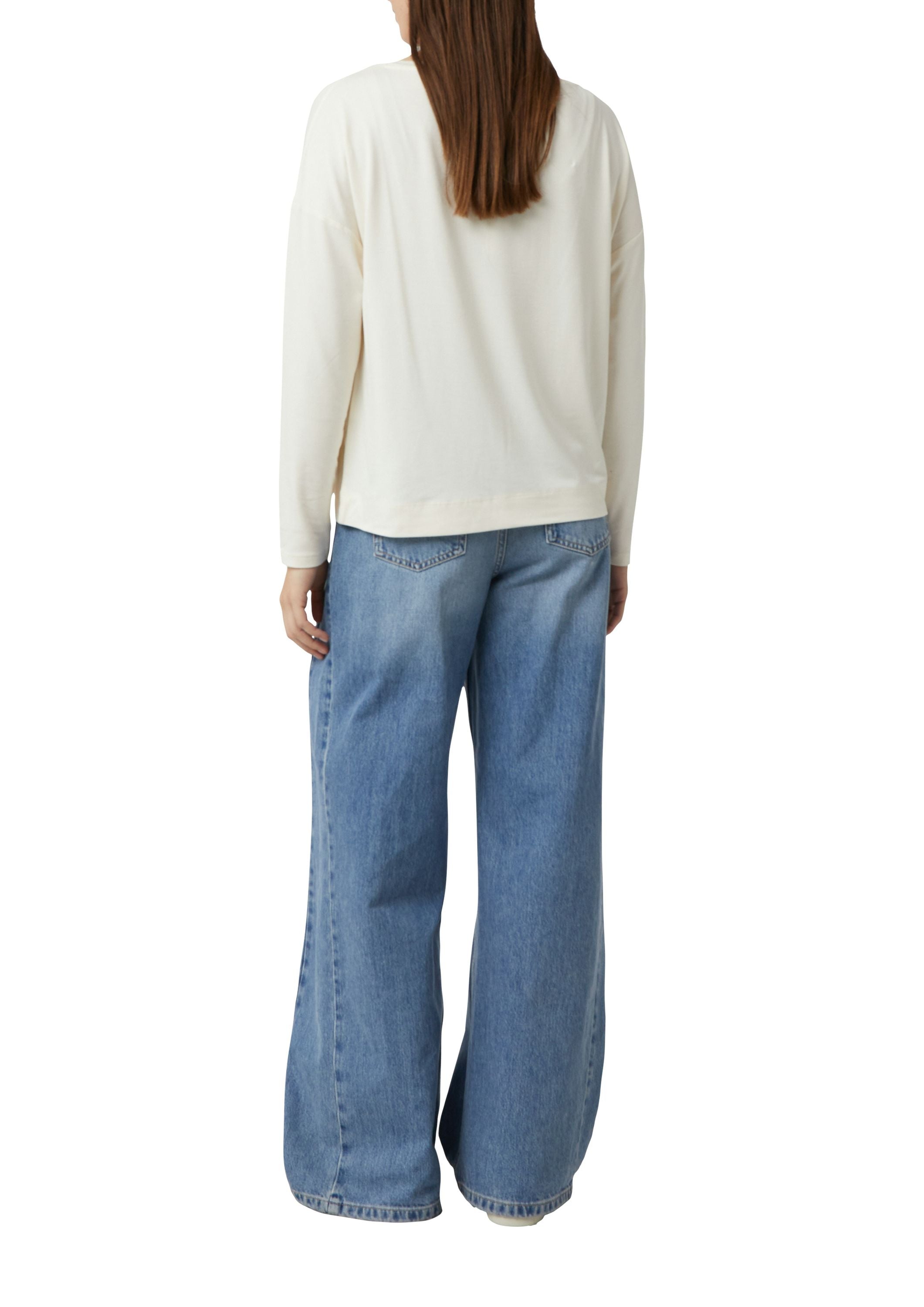 Langarmshirt aus Viskose - 04L0-WHITE - Creme