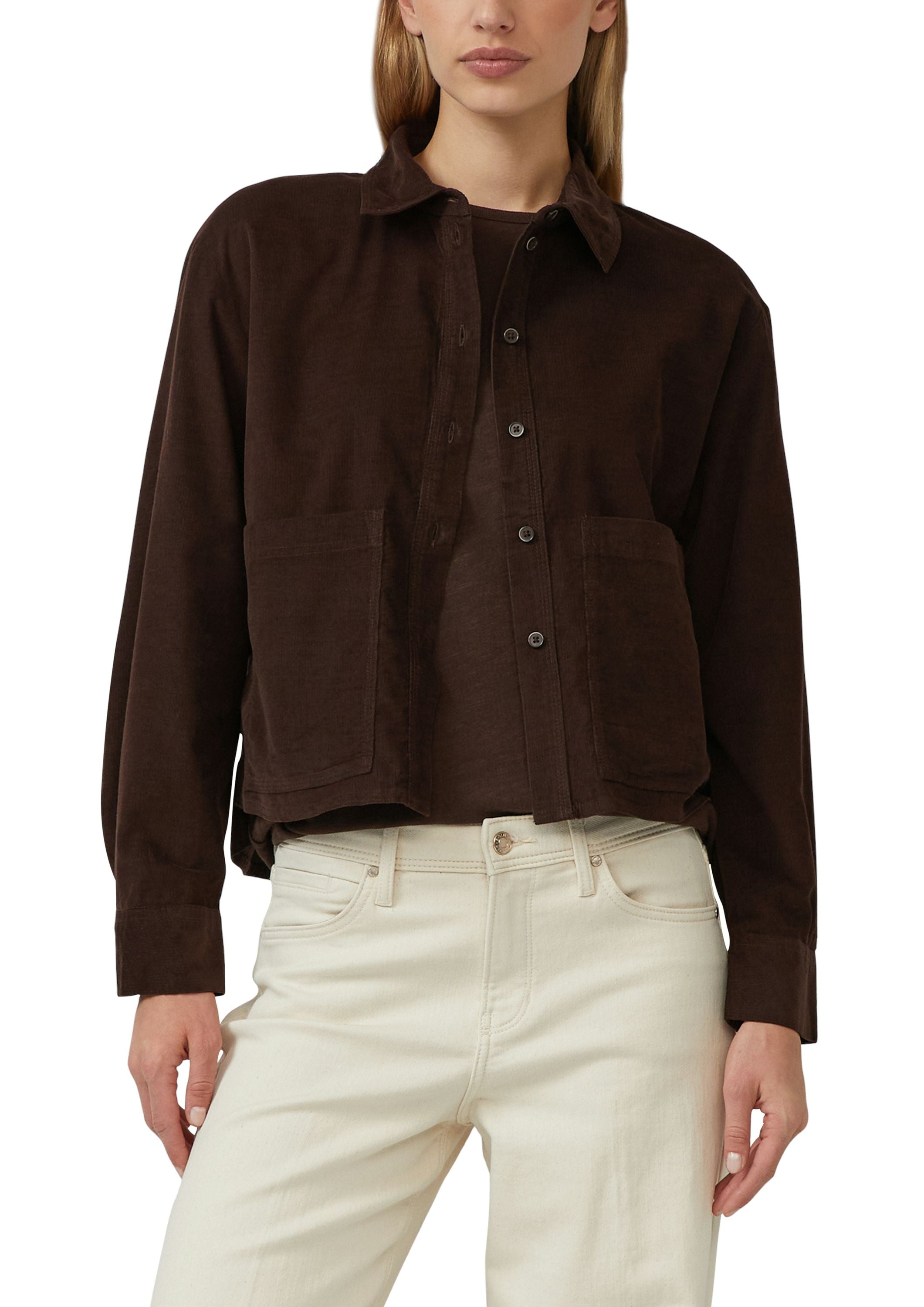Cordbluse aus Baumwollmix - 8945-BROWN - Braun