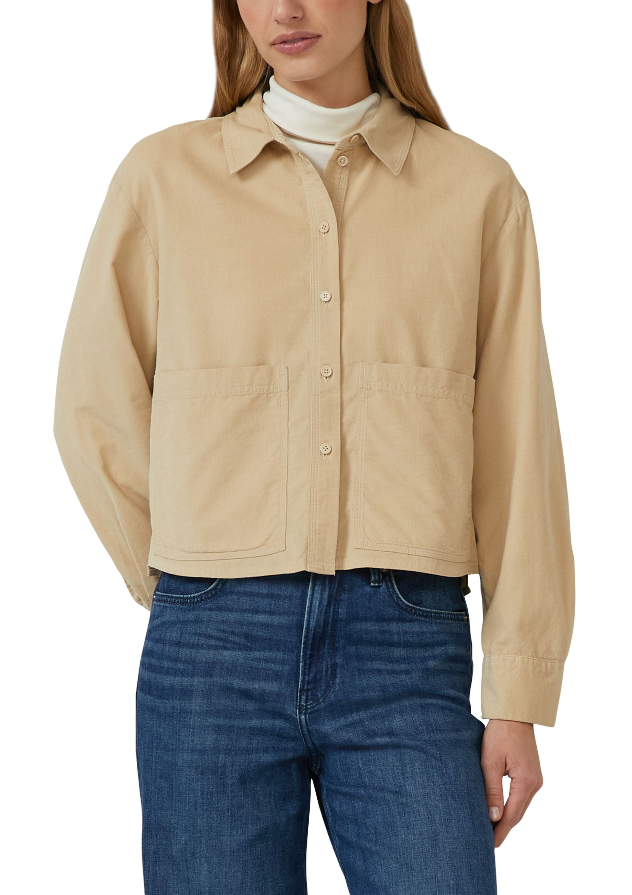 Cordbluse aus Baumwollmix - 8401-BROWN - Beige