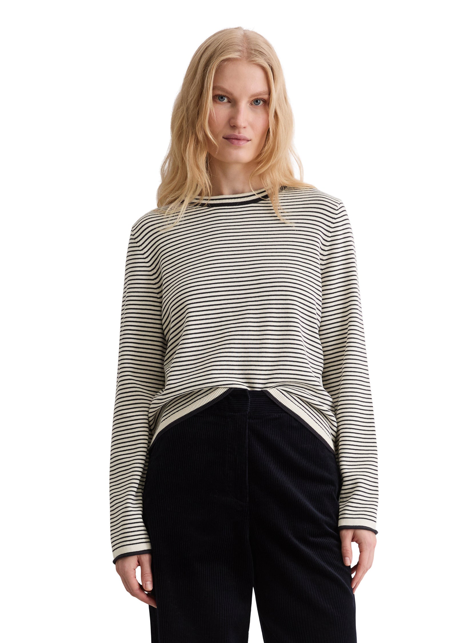 Strickpullover aus Baumwolle - 1257-Offwhite_Multi_01 - Schwarz | Weiß