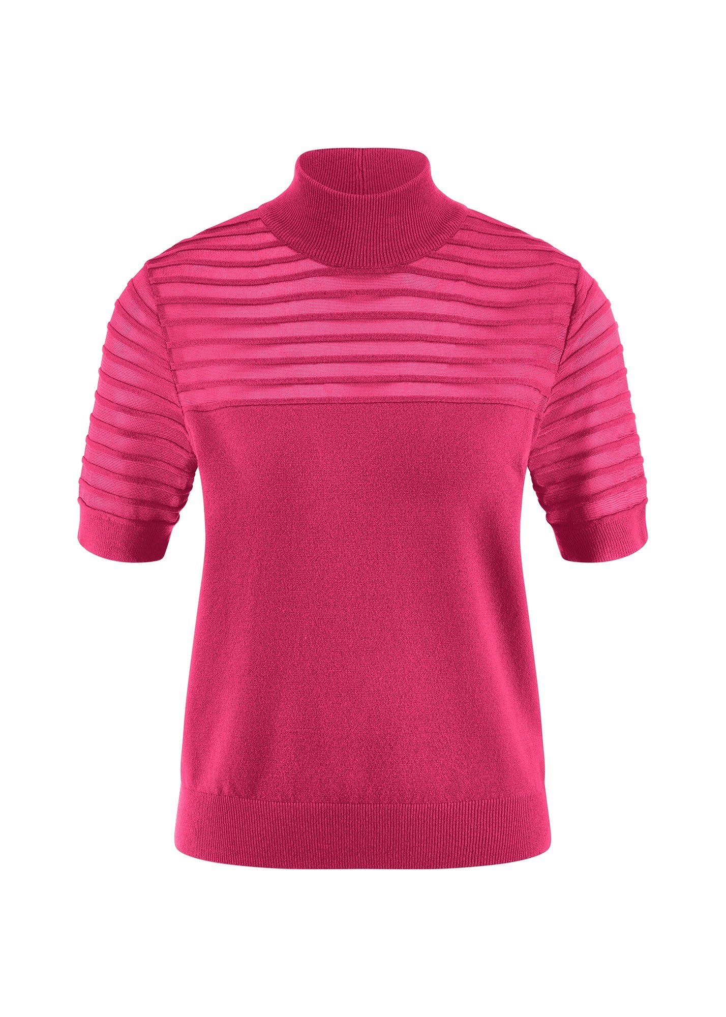 Strickshirt mit transparenten Streifen - 342-kiss - Pink